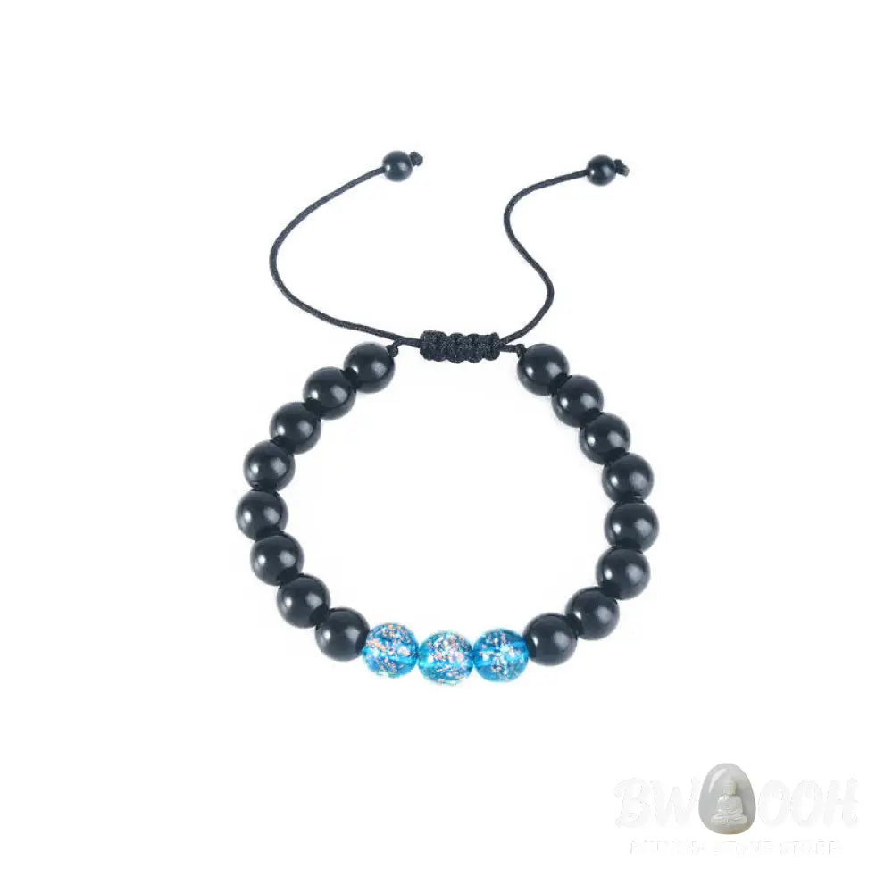 Buddha Stones Black Obsidian Luminous Glowstone Strength Bracelet - Bracelet