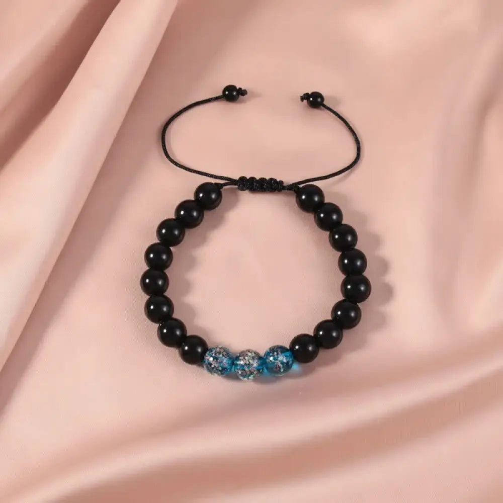Buddha Stones Black Obsidian Luminous Glowstone Strength Bracelet - MediumSlateBlue - Bracelet