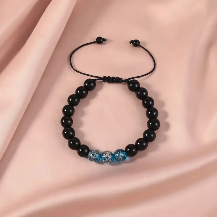 Buddha Stones Black Obsidian Luminous Glowstone Strength Bracelet - MediumSlateBlue - Bracelet