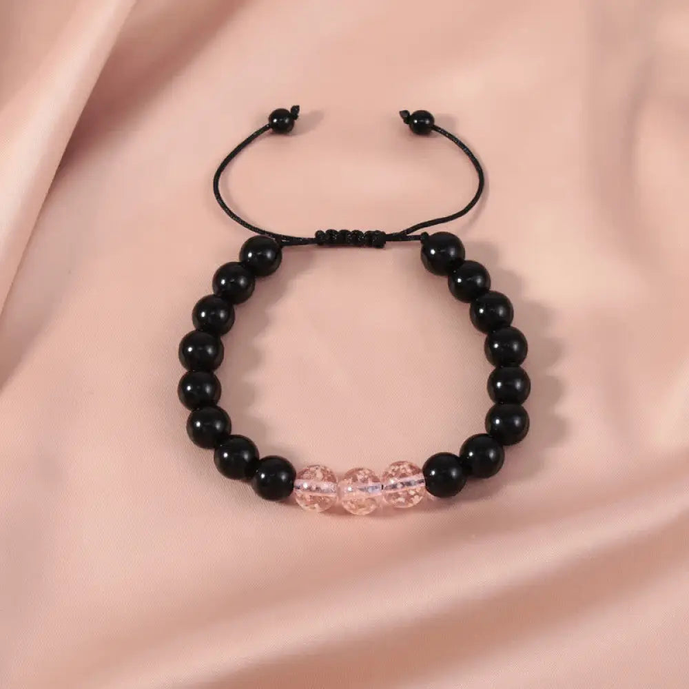 Buddha Stones Black Obsidian Luminous Glowstone Strength Bracelet - Pink - Bracelet