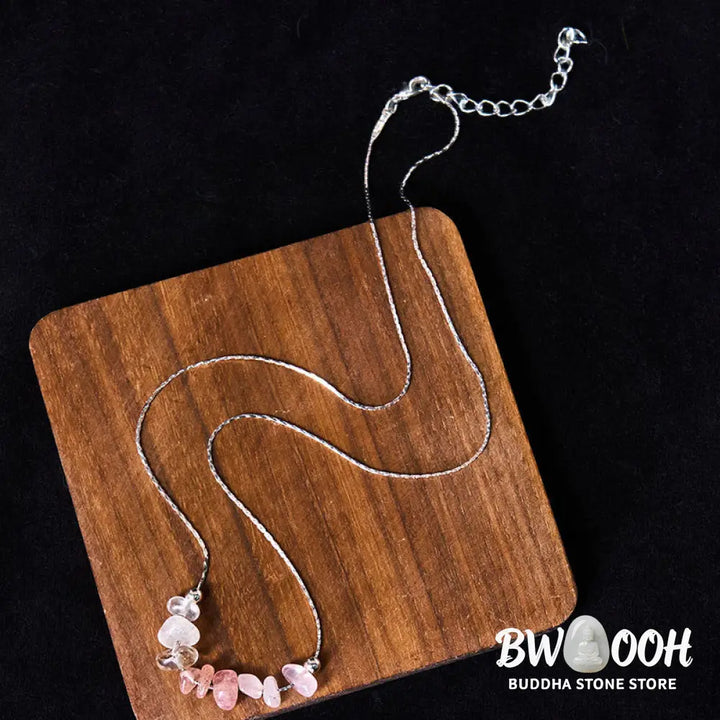 Buddha Stones Black Obsidian Smoky Quartz Garnet Aquamarine Strawberry Quartz Pink Crystal Strength Necklace Pendant