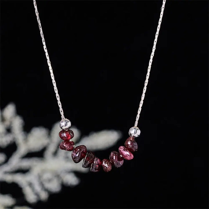 Buddha Stones Black Obsidian Smoky Quartz Garnet Aquamarine Strawberry Quartz Pink Crystal Strength Necklace Pendant