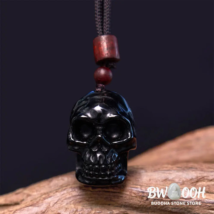 Buddha Stones Black Obsidian String Skeleton Fulfilment Necklace Pendant - BWOOOH - Black Obsidian Skeleton - Necklaces