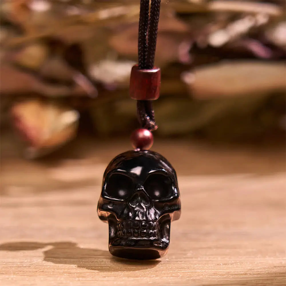 Buddha Stones Black Obsidian String Skeleton Fulfilment Necklace Pendant - BWOOOH - Black Obsidian Skeleton - Necklaces