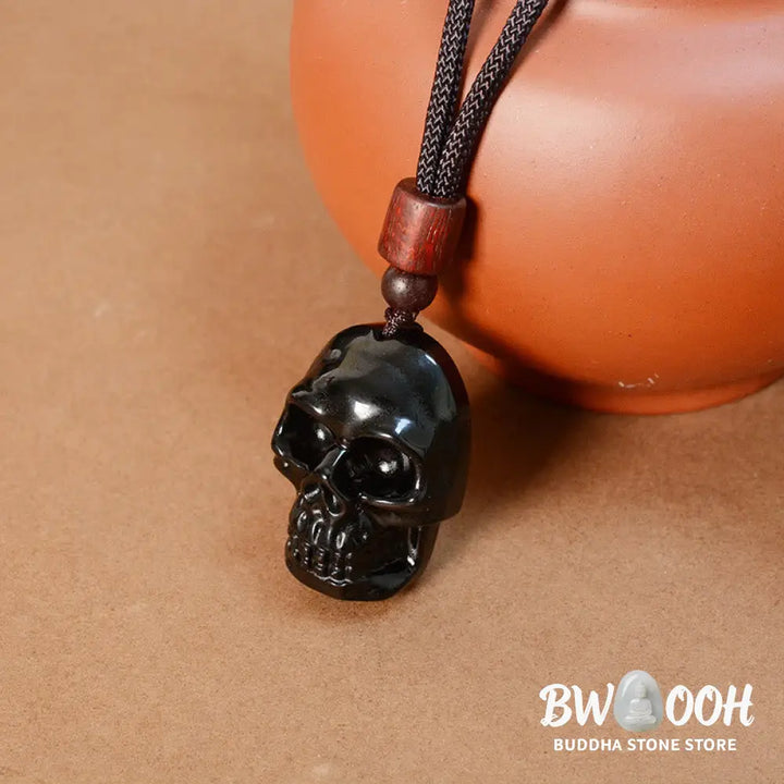 Buddha Stones Black Obsidian String Skeleton Fulfilment Necklace Pendant - BWOOOH - Black Obsidian Skeleton - Necklaces