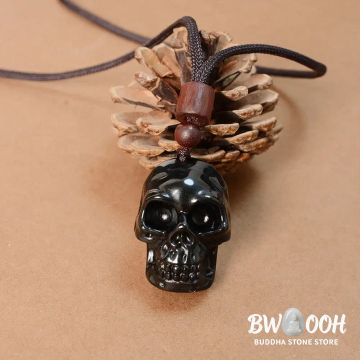 Buddha Stones Black Obsidian String Skeleton Fulfilment Necklace Pendant - BWOOOH - Black Obsidian Skeleton - Necklaces