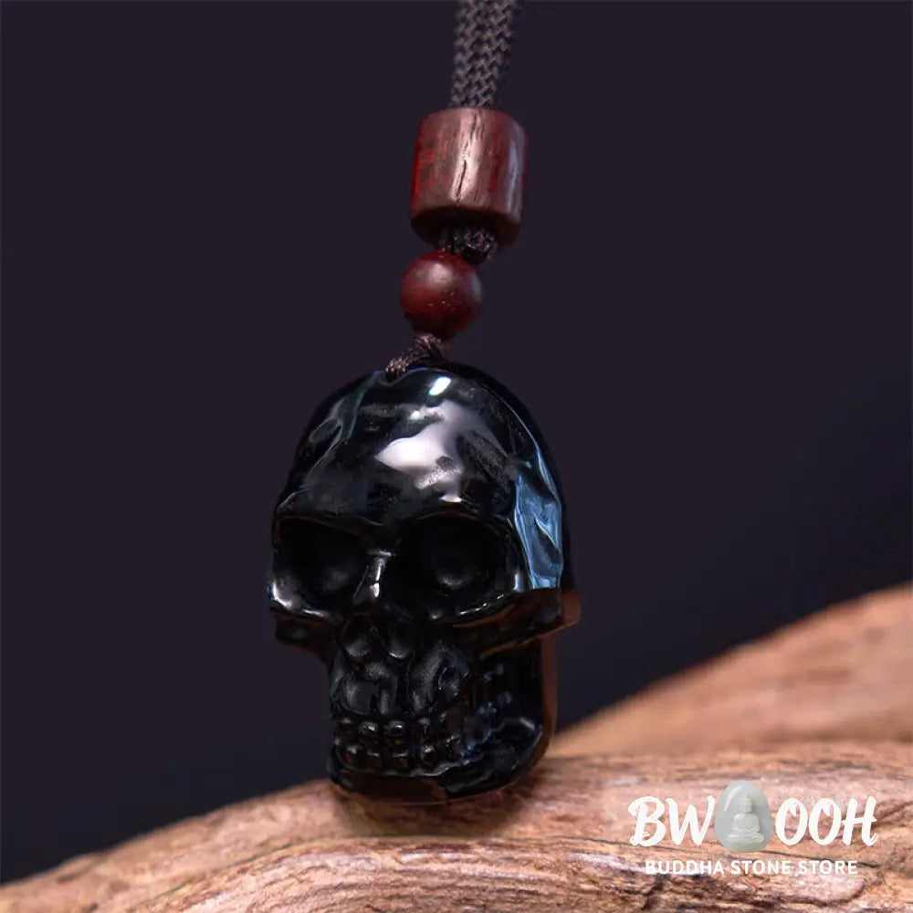 Buddha Stones Black Obsidian String Skeleton Fulfilment Necklace Pendant - BWOOOH - Black Obsidian Skeleton - Necklaces