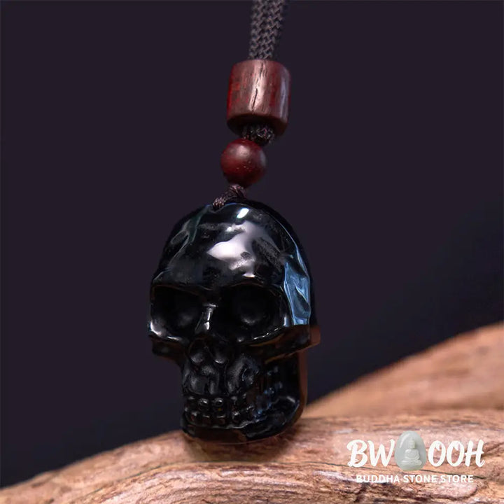 Buddha Stones Black Obsidian String Skeleton Fulfilment Necklace Pendant - BWOOOH - Black Obsidian Skeleton - Necklaces