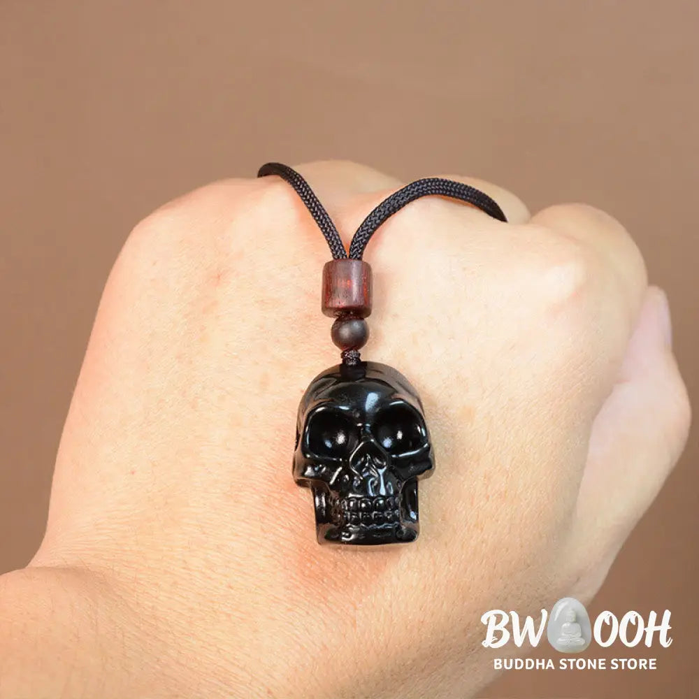 Buddha Stones Black Obsidian String Skeleton Fulfilment Necklace Pendant - BWOOOH - Black Obsidian Skeleton - Necklaces