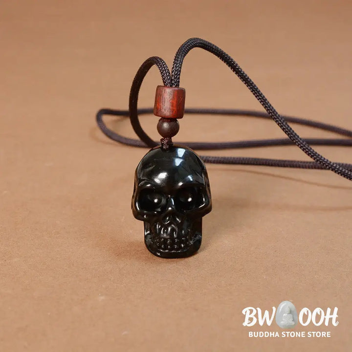 Buddha Stones Black Obsidian String Skeleton Fulfilment Necklace Pendant - BWOOOH - Black Obsidian Skeleton - Necklaces