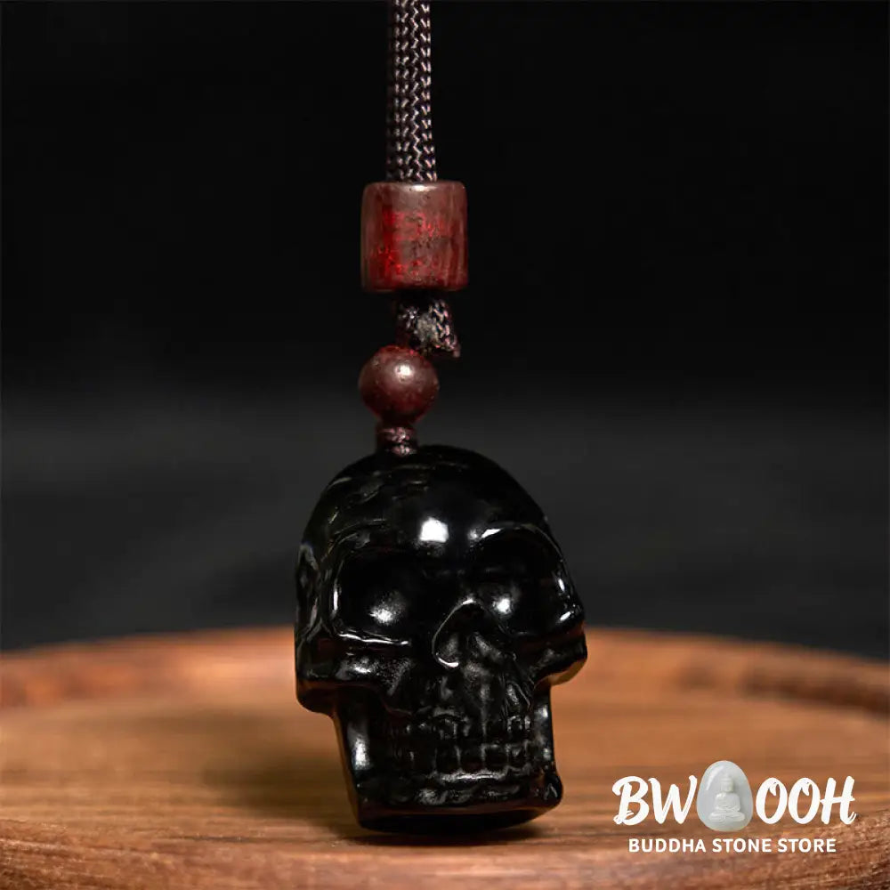 Buddha Stones Black Obsidian String Skeleton Fulfilment Necklace Pendant - BWOOOH - Black Obsidian Skeleton - Necklaces