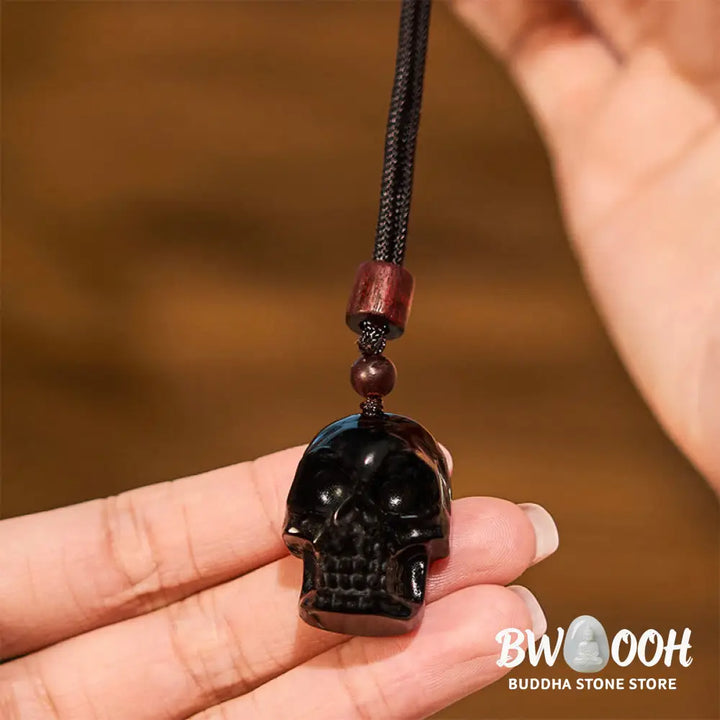 Buddha Stones Black Obsidian String Skeleton Fulfilment Necklace Pendant - BWOOOH - Black Obsidian Skeleton - Necklaces