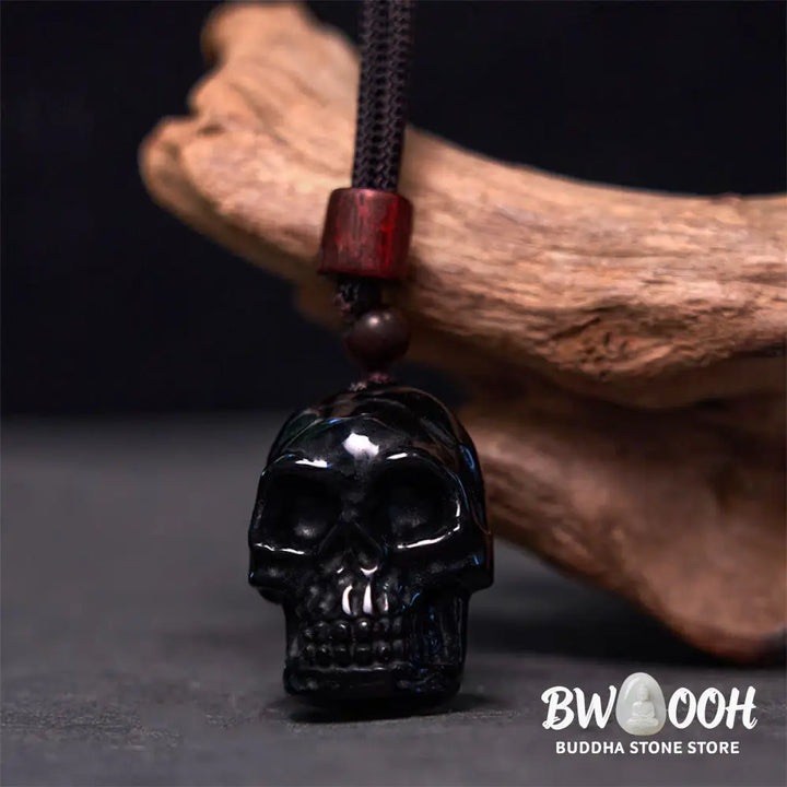 Buddha Stones Black Obsidian String Skeleton Fulfilment Necklace Pendant - BWOOOH - Black Obsidian Skeleton - Necklaces
