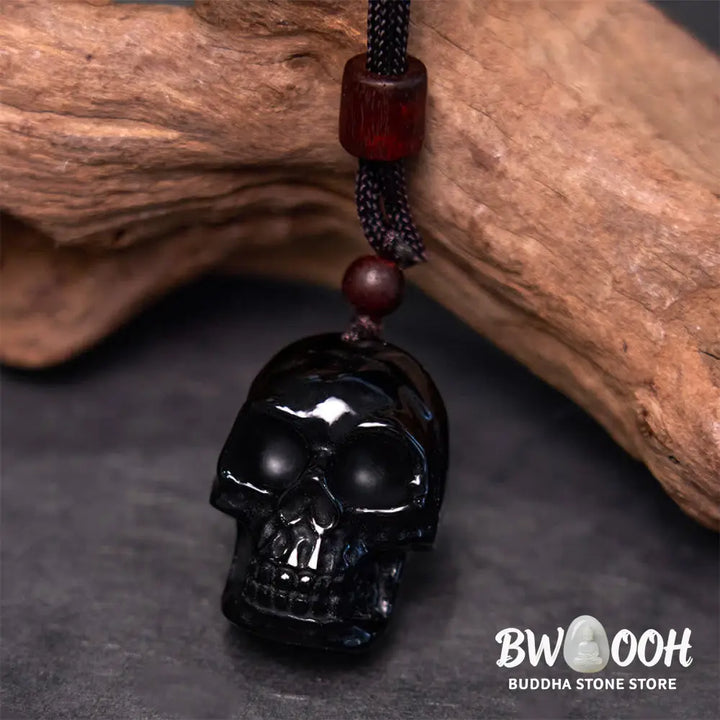 Buddha Stones Black Obsidian String Skeleton Fulfilment Necklace Pendant - BWOOOH - Black Obsidian Skeleton - Necklaces