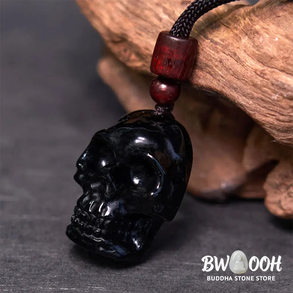 Buddha Stones Black Obsidian String Skeleton Fulfilment Necklace Pendant - BWOOOH - Black Obsidian Skeleton - Necklaces