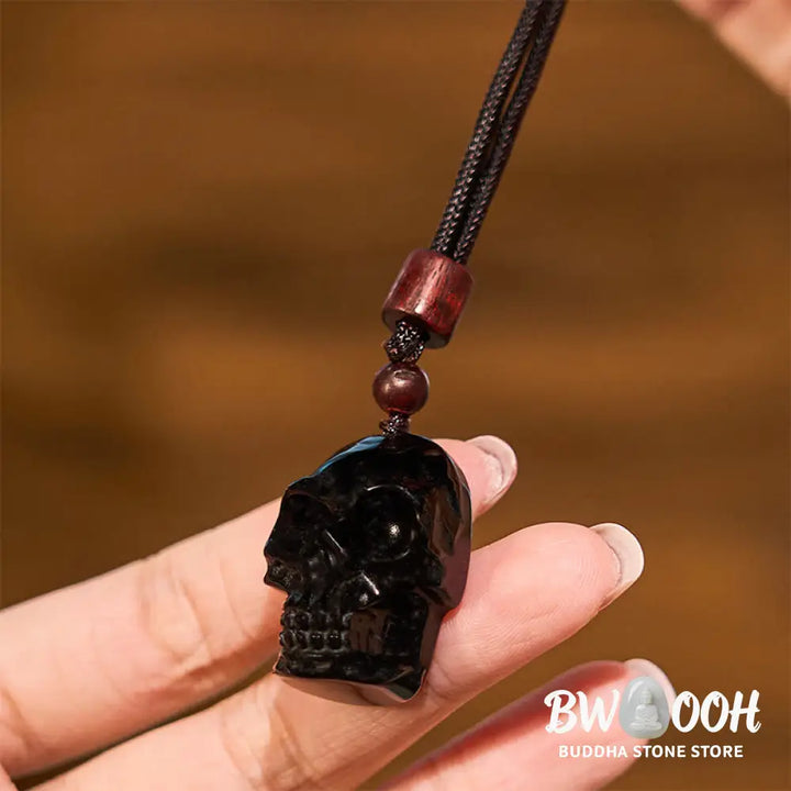 Buddha Stones Black Obsidian String Skeleton Fulfilment Necklace Pendant - BWOOOH - Black Obsidian Skeleton - Necklaces