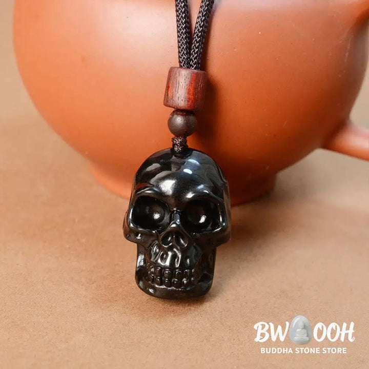 Buddha Stones Black Obsidian String Skeleton Fulfilment Necklace Pendant - BWOOOH - Black Obsidian Skeleton - Necklaces