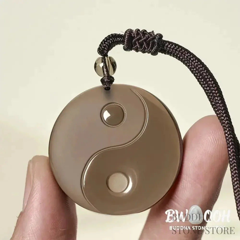 BWOOOH Black Obsidian Taoist Five Sacred Mountains Nine-Character Mantra carved Yin Yang purification necklace pendant, detailed spiritual energy protection jewelry. - View 18