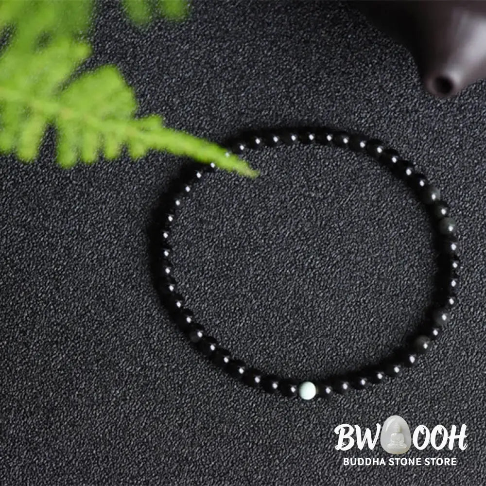 Buddha Stones Black Obsidian Turquoise Strength Fulfilment Bracelet - Black Obsidian Turquoise(Wrist