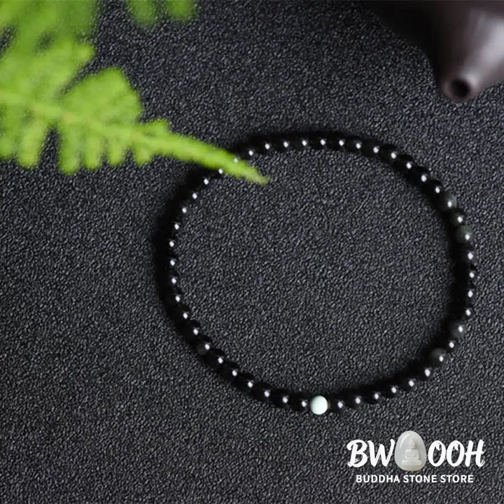 Buddha Stones Black Obsidian Turquoise Strength Fulfilment Bracelet - Black Obsidian Turquoise(Wrist