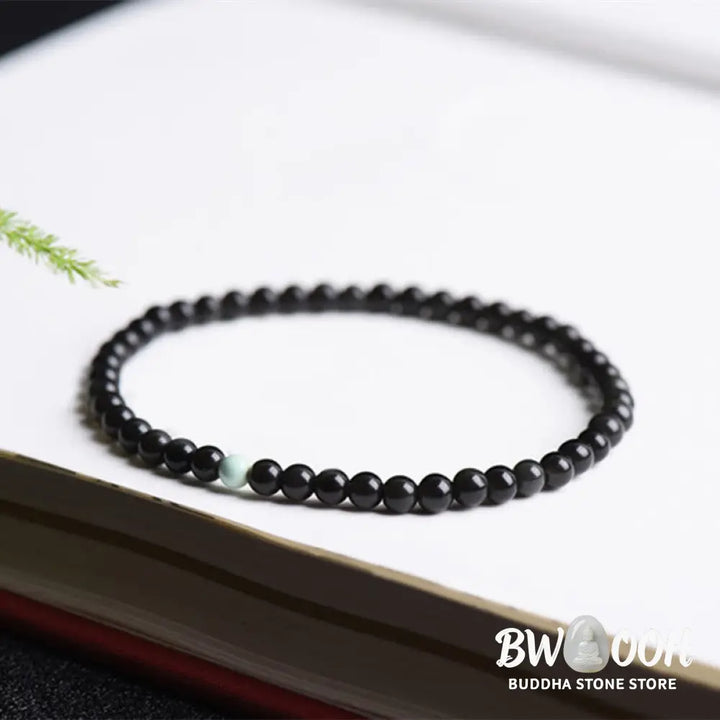 Buddha Stones Black Obsidian Turquoise Strength Fulfilment Bracelet - Black Obsidian Turquoise(Wrist