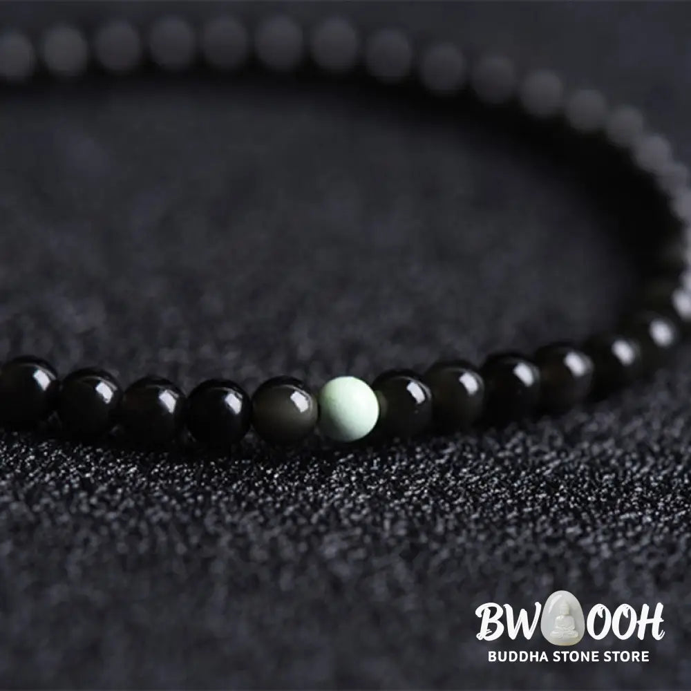 Buddha Stones Black Obsidian Turquoise Strength Fulfilment Bracelet - Black Obsidian Turquoise(Wrist