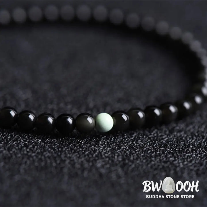 Buddha Stones Black Obsidian Turquoise Strength Fulfilment Bracelet - Black Obsidian Turquoise(Wrist