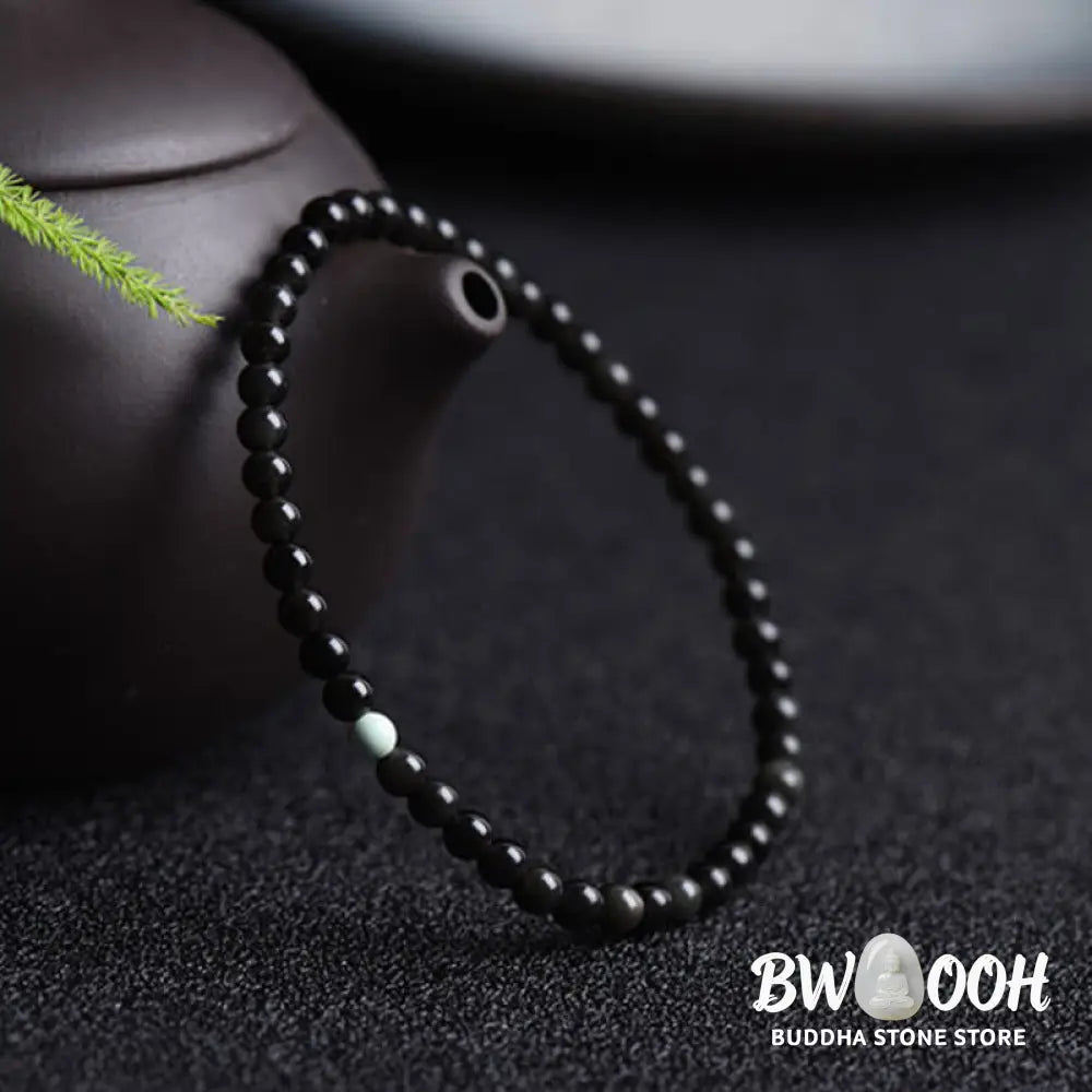 Buddha Stones Black Obsidian Turquoise Strength Fulfilment Bracelet - Black Obsidian Turquoise(Wrist