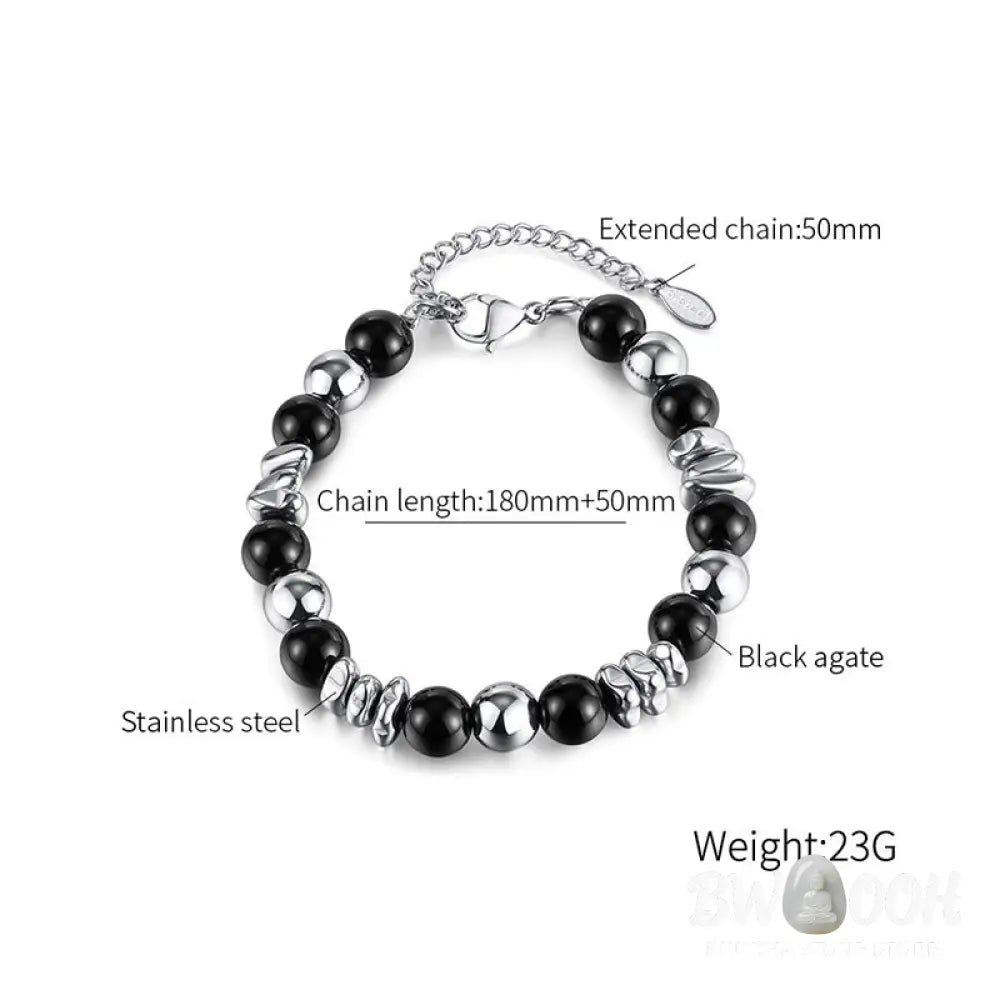 Buddha Stones Black Onyx Fortune Bracelet - BWOOOH - Black Onyx(Wrist Circumference: 18-18.5cm) - Bracelet