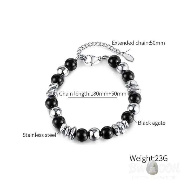 Buddha Stones Black Onyx Fortune Bracelet - BWOOOH - Black Onyx(Wrist Circumference: 18-18.5cm) - Bracelet