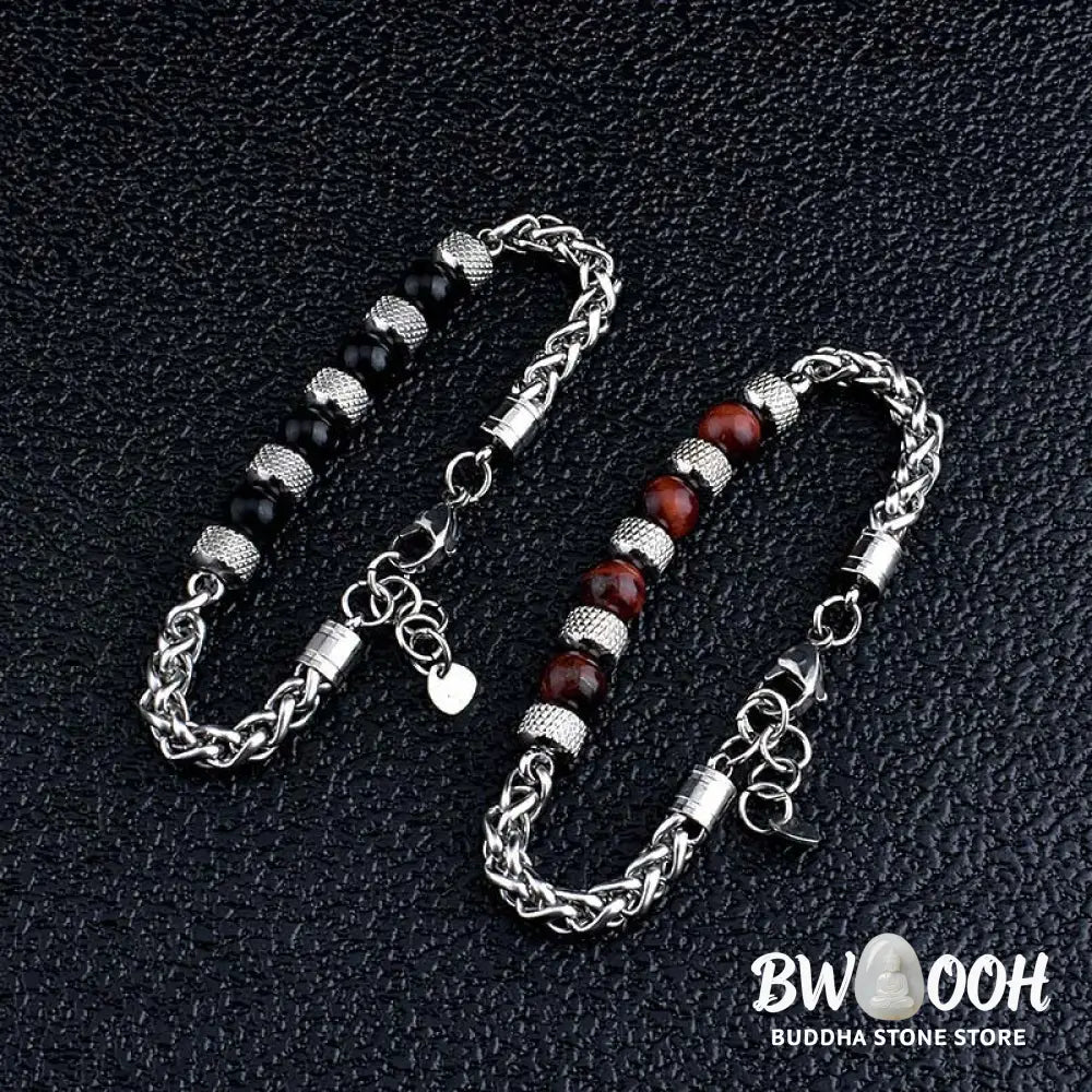Buddha Stones Black Onyx Tiger Eye Bead Courage Bracelet - BWOOOH - Bracelet