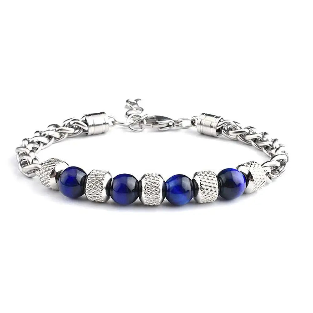 Buddha Stones Black Onyx Tiger Eye Bead Courage Bracelet - BWOOOH - Blue Tiger Eye 8mm - Bracelet