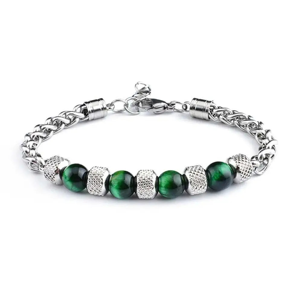 Buddha Stones Black Onyx Tiger Eye Bead Courage Bracelet - BWOOOH - Green Tiger Eye 8mm - Bracelet