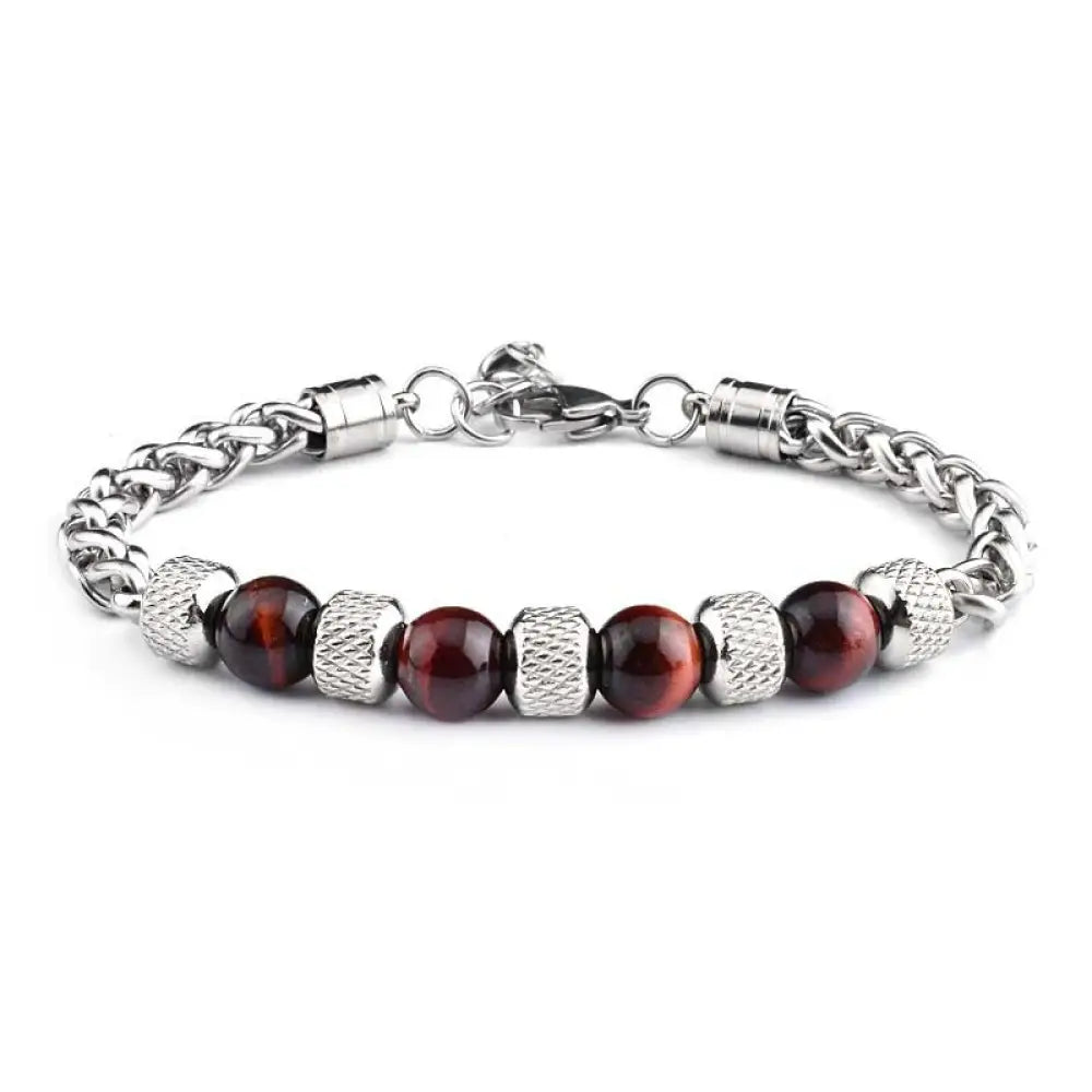 Buddha Stones Black Onyx Tiger Eye Bead Courage Bracelet - BWOOOH - Red Tiger Eye 8mm - Bracelet