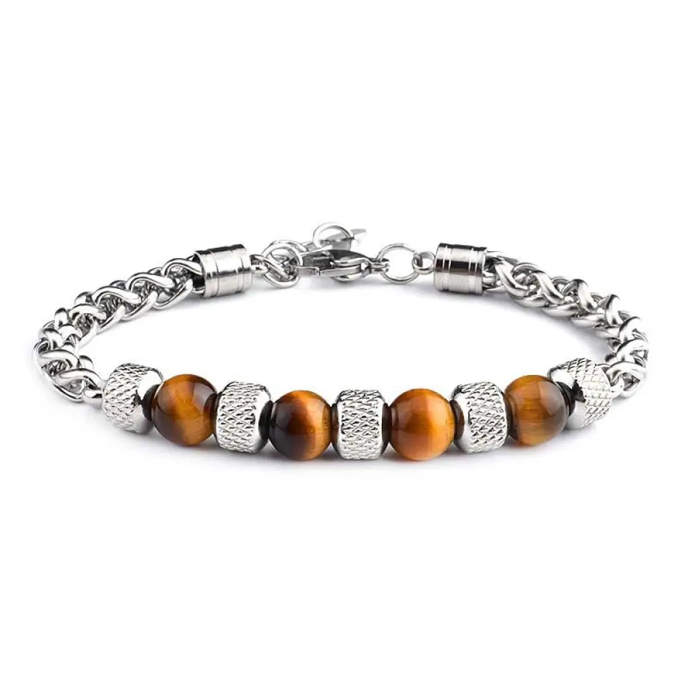 Buddha Stones Black Onyx Tiger Eye Bead Courage Bracelet - BWOOOH - Yellow Tiger Eye 8mm - Bracelet