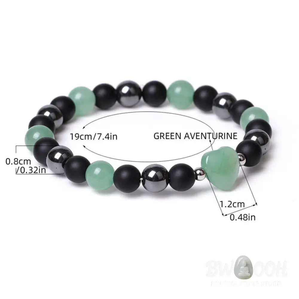 Buddha Stones Black Onyx Tiger Eye Stone Crystal Love Heart Protection Bracelet - BWOOOH - Bracelet