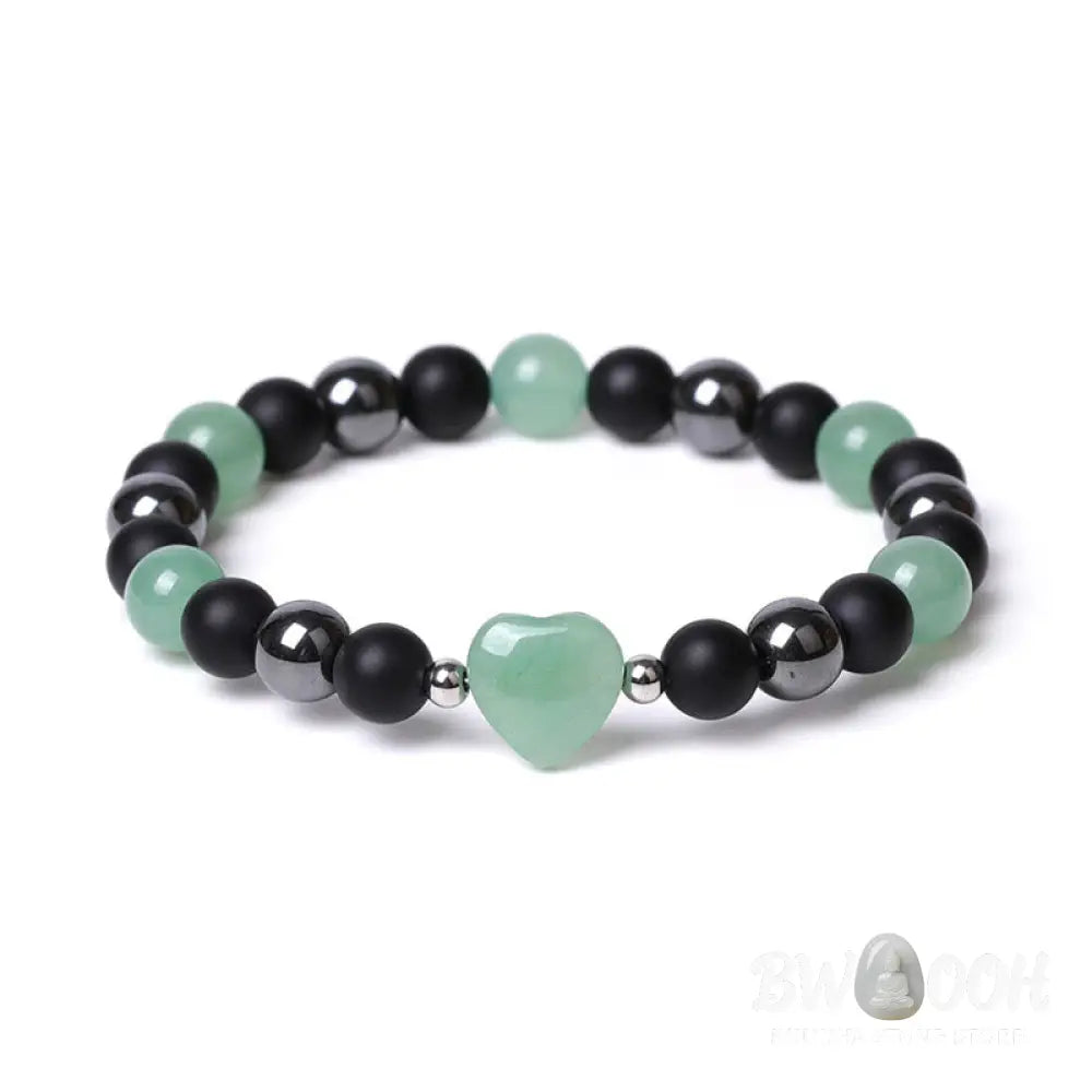 Buddha Stones Black Onyx Tiger Eye Stone Crystal Love Heart Protection Bracelet - BWOOOH - Bracelet