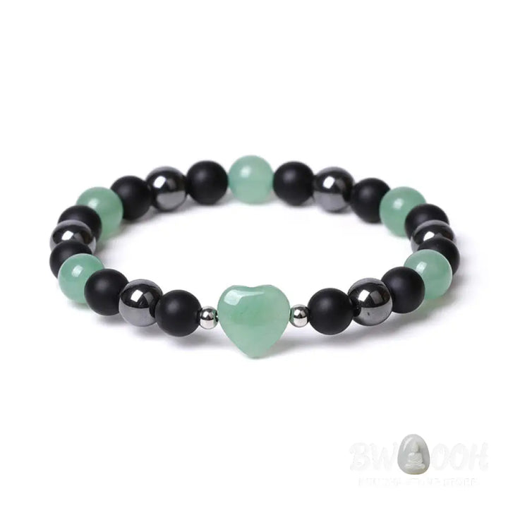 Buddha Stones Black Onyx Tiger Eye Stone Crystal Love Heart Protection Bracelet - BWOOOH - Bracelet