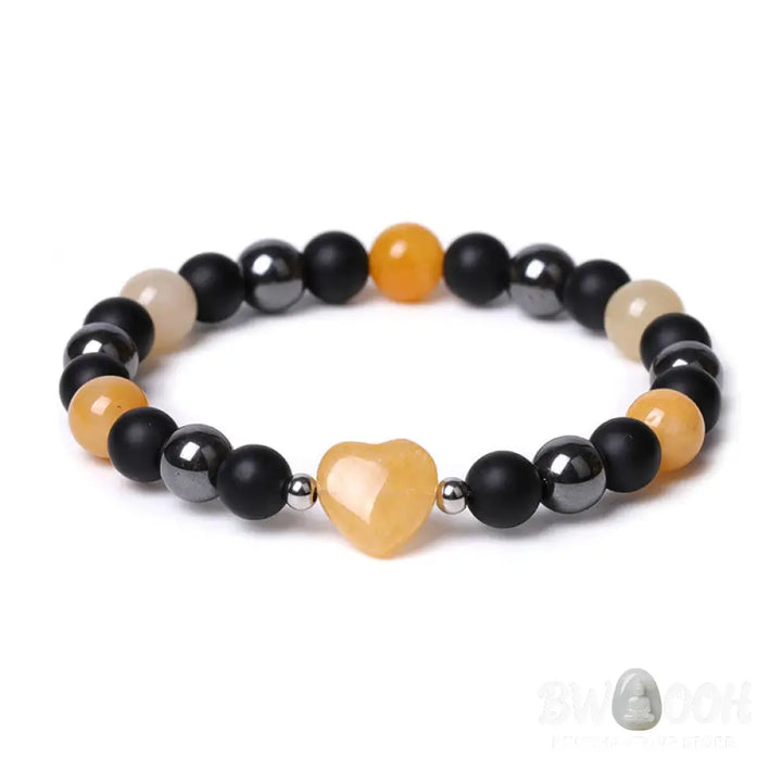 Buddha Stones Black Onyx Tiger Eye Stone Crystal Love Heart Protection Bracelet - BWOOOH - Bracelet