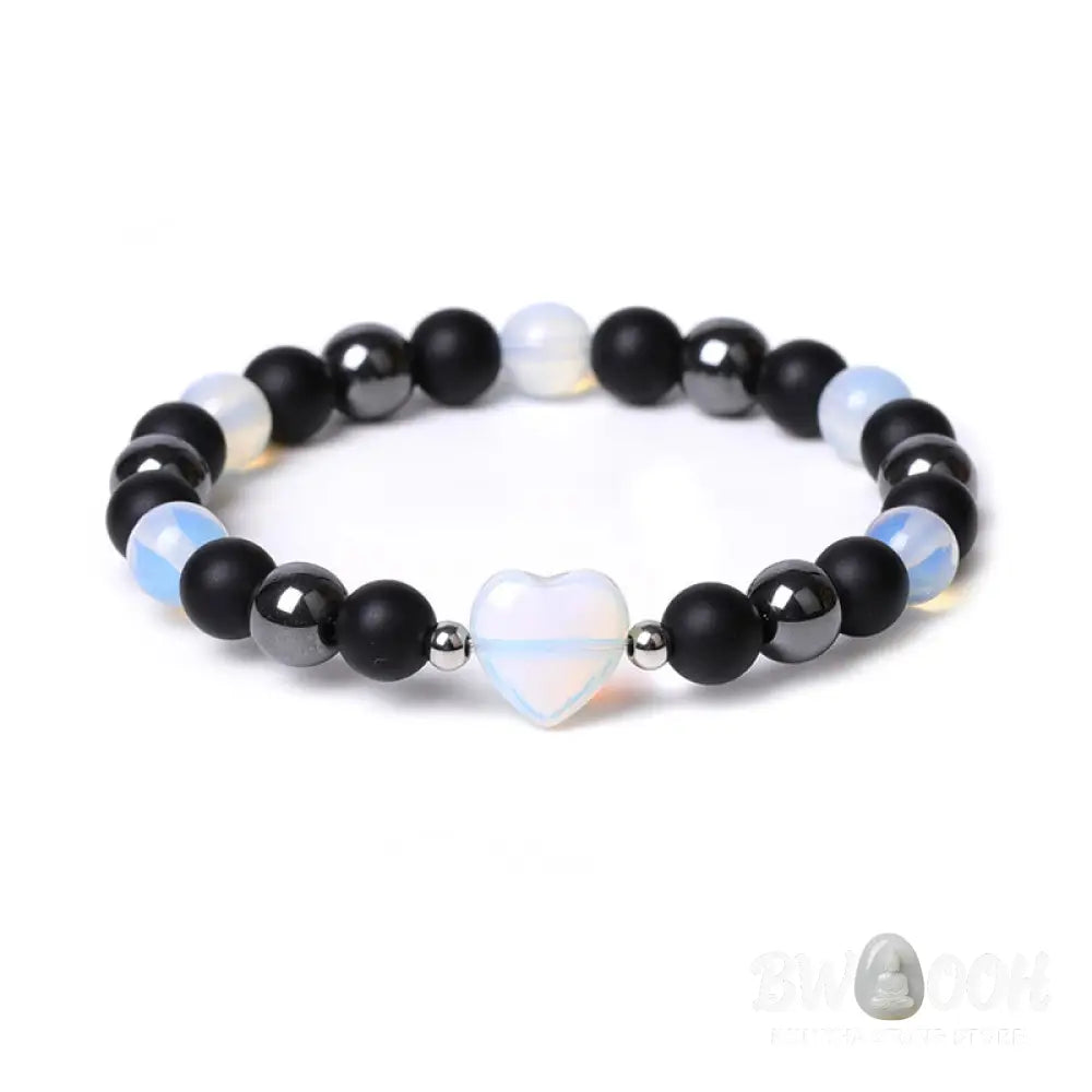 Buddha Stones Black Onyx Tiger Eye Stone Crystal Love Heart Protection Bracelet - BWOOOH - Bracelet