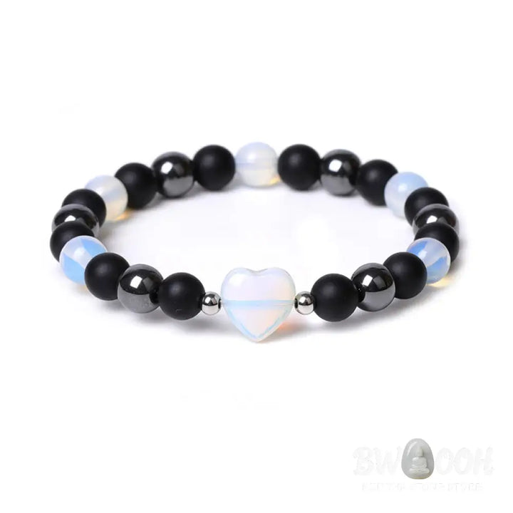 Buddha Stones Black Onyx Tiger Eye Stone Crystal Love Heart Protection Bracelet - BWOOOH - Bracelet
