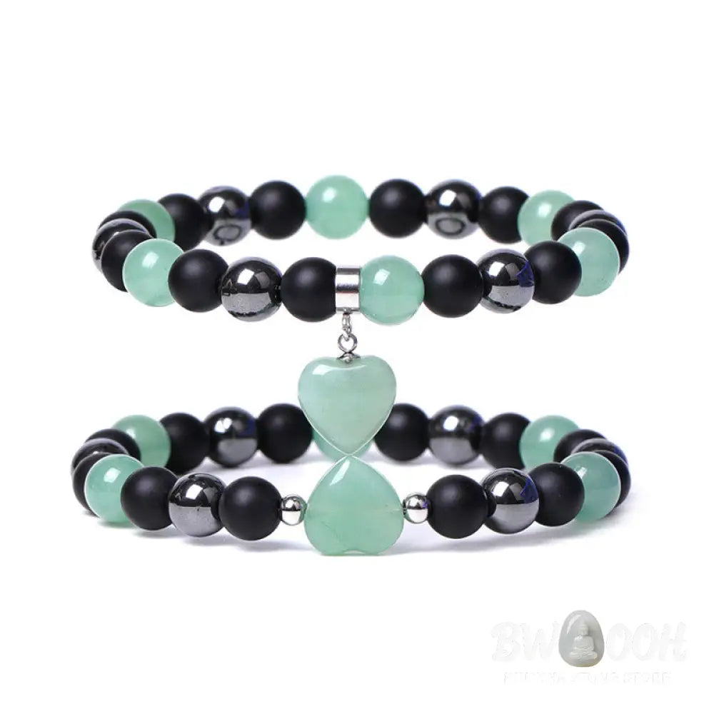 Buddha Stones Black Onyx Tiger Eye Stone Crystal Love Heart Protection Bracelet - BWOOOH - Bracelet