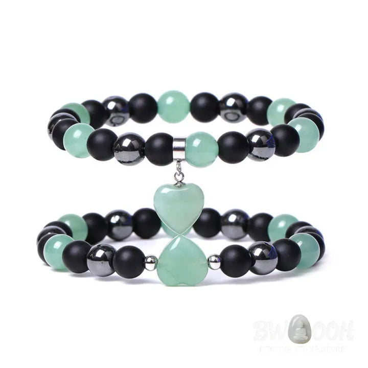 Buddha Stones Black Onyx Tiger Eye Stone Crystal Love Heart Protection Bracelet - BWOOOH - Bracelet