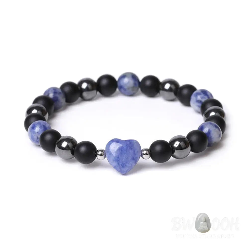 Buddha Stones Black Onyx Tiger Eye Stone Crystal Love Heart Protection Bracelet - BWOOOH - Bracelet