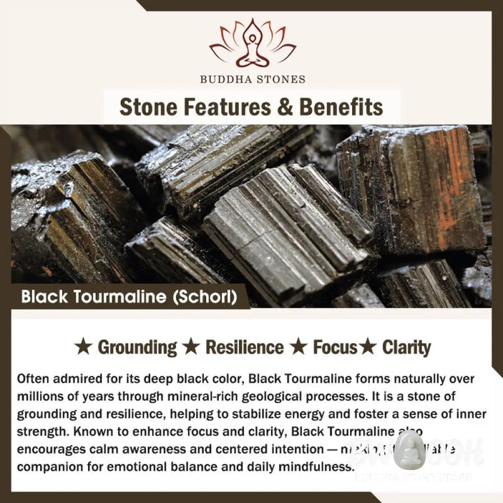 Buddha Stones Black Tourmaline Clear Quartz Carved Rose Flower Design Focus Bracelet - Black Tourmaline(Wrist