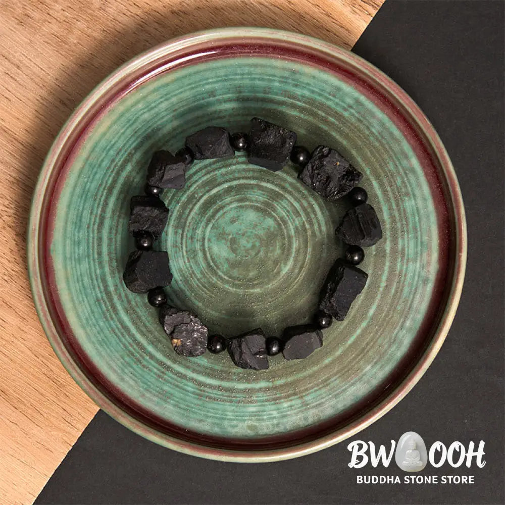 Buddha Stones Black Tourmaline Irregular Stone Positive Bracelet - BWOOOH - Black Tourmaline(Wrist Circumference: