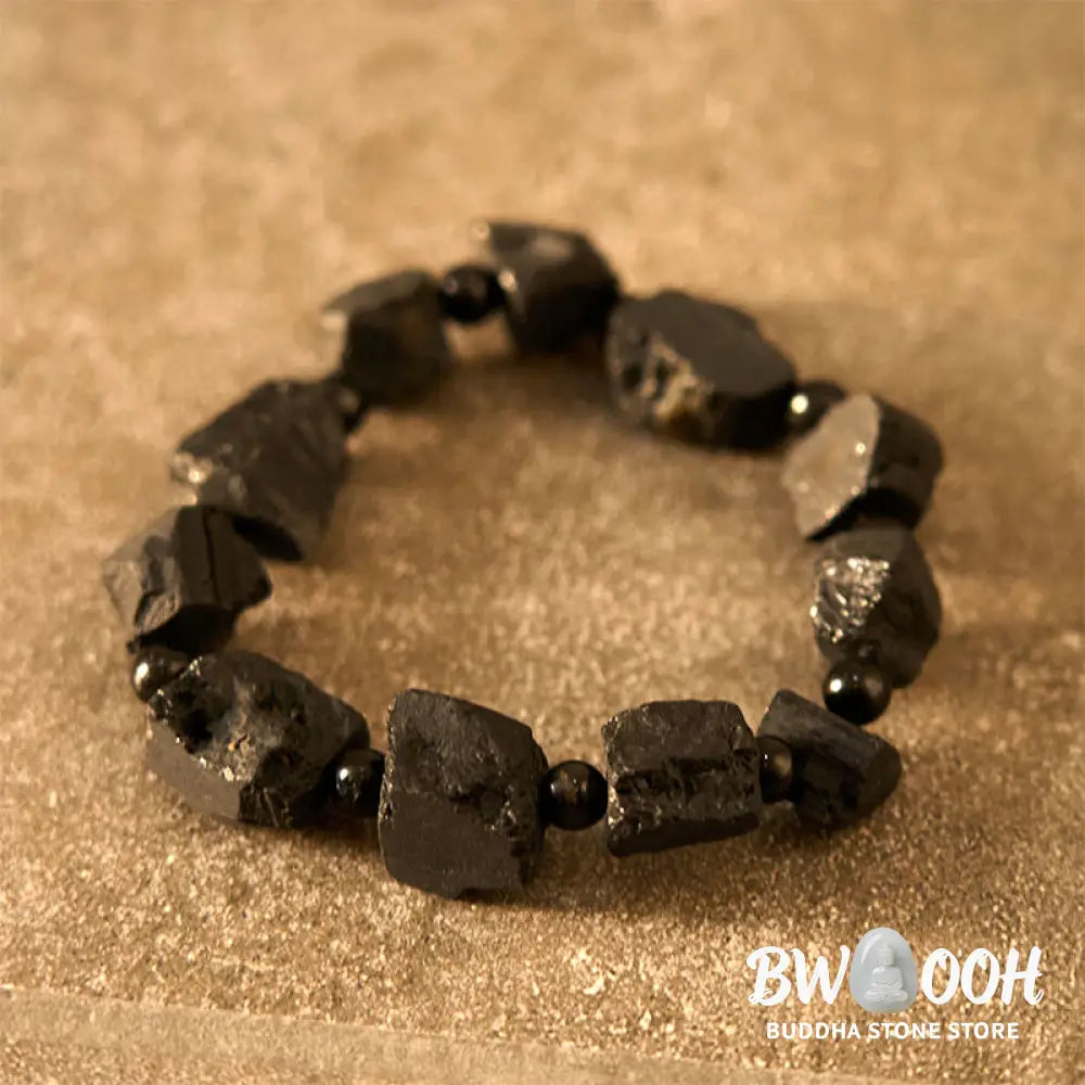 Buddha Stones Black Tourmaline Irregular Stone Positive Bracelet - BWOOOH - Black Tourmaline(Wrist Circumference: