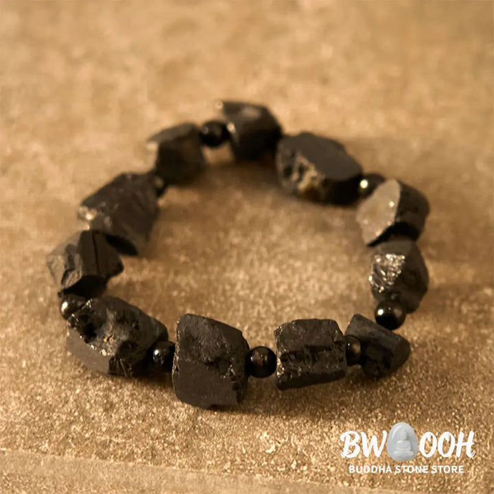 Buddha Stones Black Tourmaline Irregular Stone Positive Bracelet - BWOOOH - Black Tourmaline(Wrist Circumference:
