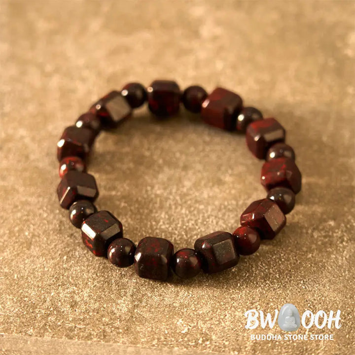 Buddha Stones Bloodstone Strength Bracelet - BWOOOH - Bloodstone(Wrist Circumference: 14-16cm) - Bracelet