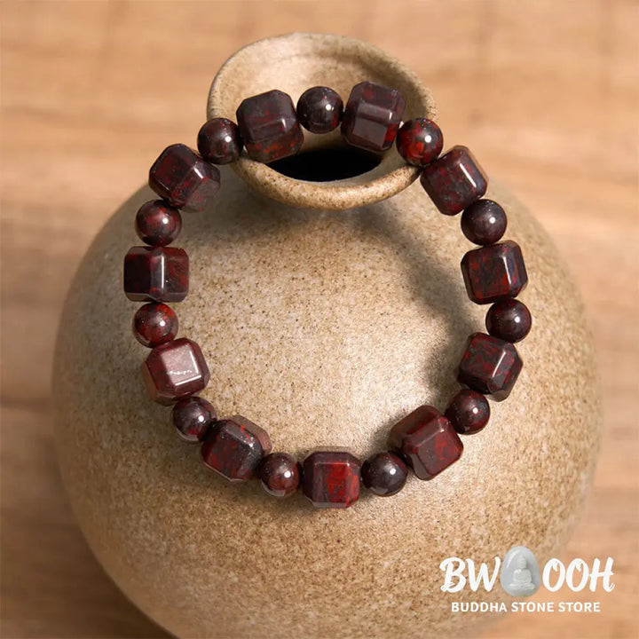 Buddha Stones Bloodstone Strength Bracelet - BWOOOH - Bloodstone(Wrist Circumference: 14-16cm) - Bracelet